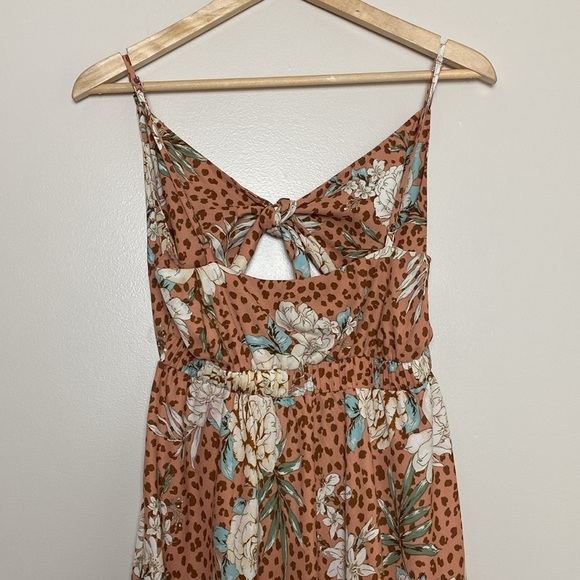 VICI Floral Tie Front Cutout Midi Dress Rust Multi Color Size M - Picture 14 of 14